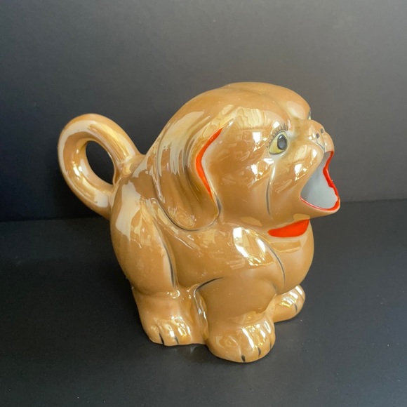 Vintage Peach Lustre Foo Dog Figural Creamer Japan